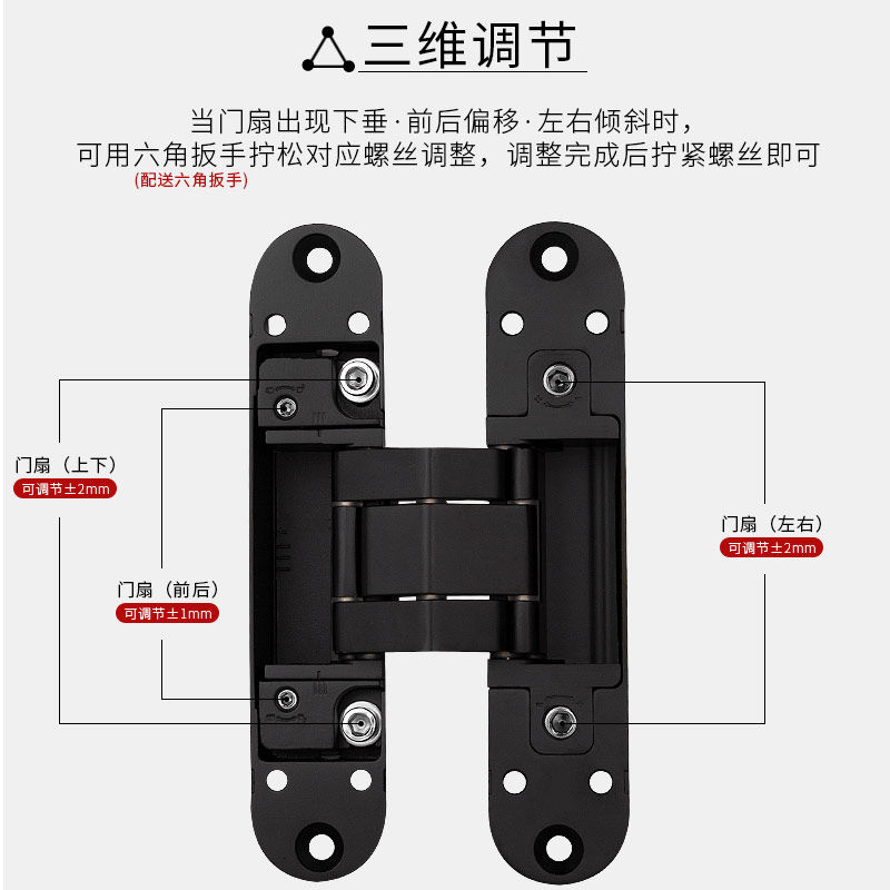 隐形门暗合页折叠门合页十字暗铰链隐藏铰链暗装铰链暗门三维铰链
