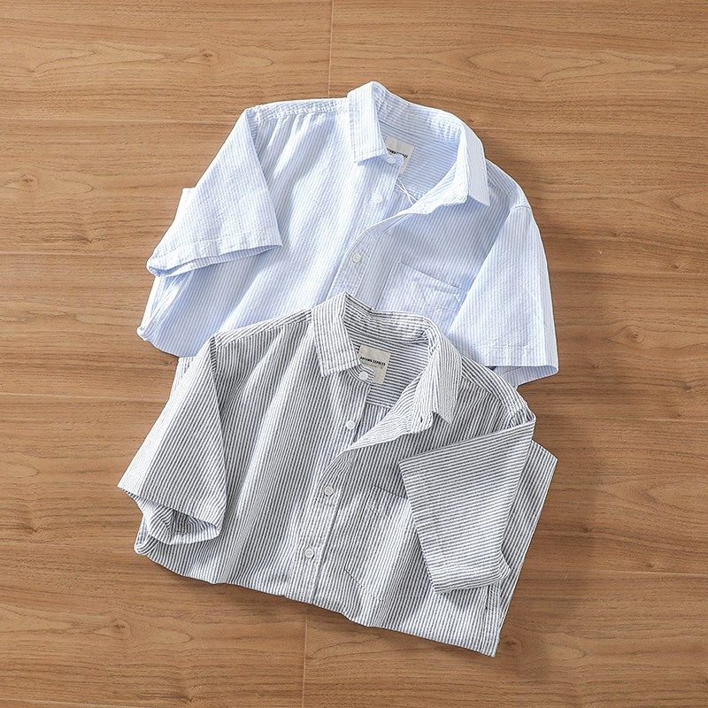 日单口碑货!复古色织条纹全棉面料!吸汗透气男夏季休闲短袖衬衫,男装,衬衫,淘宝优惠券,粉丝福利购,淘宝优惠卷