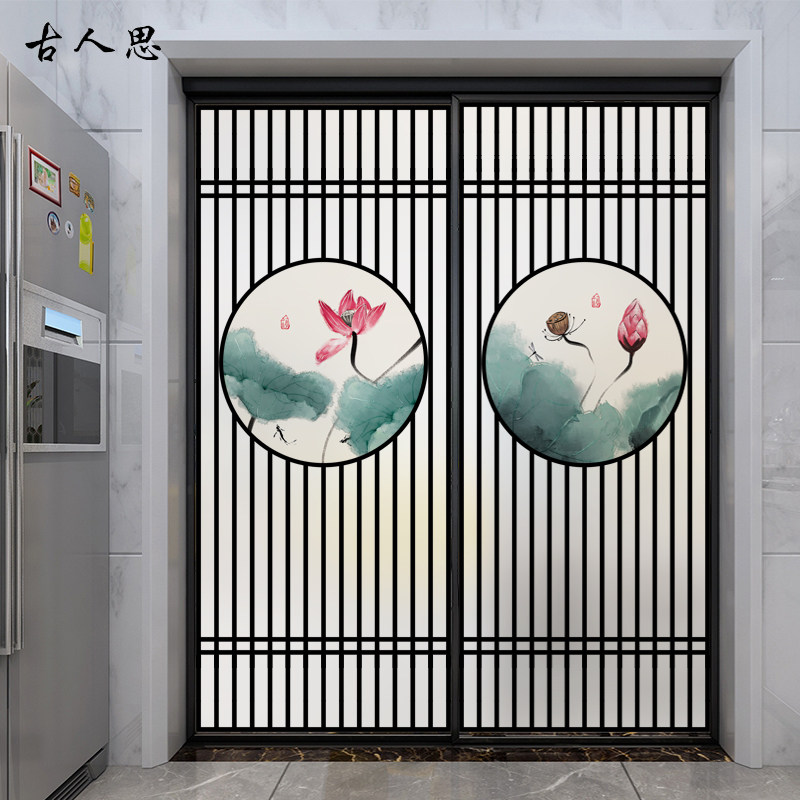 中式古风假窗格磨砂静电玻璃门贴膜隔断推拉门遮挡无胶装饰贴纸,家居饰品,玻璃膜/贴,淘宝优惠券,粉丝福利购,淘宝优惠卷