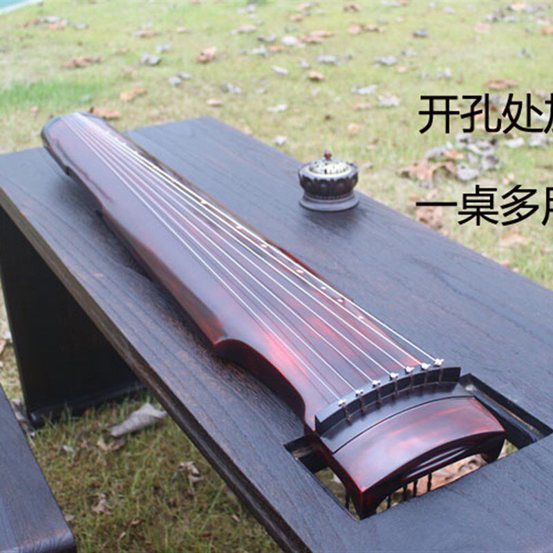 烧桐木古琴桌 榫卯一体老师专用古琴桌 共鸣桌 古琴桌凳 加宽加长