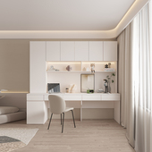 双人书房桌子法式 电脑桌实木书桌书架一体 儿童学习桌奶油风台式