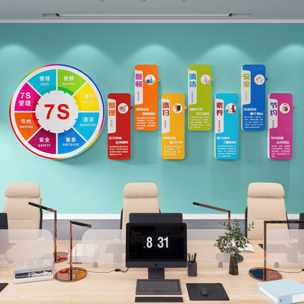 7s管理文化墙贴办公室装饰布置企业仓库安全生产车间品质宣传标语