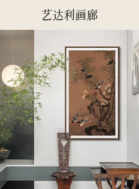 吕纪桂菊山禽图玄关客厅沙发背景墙法式中古风芭莎艺术挂画装饰画
