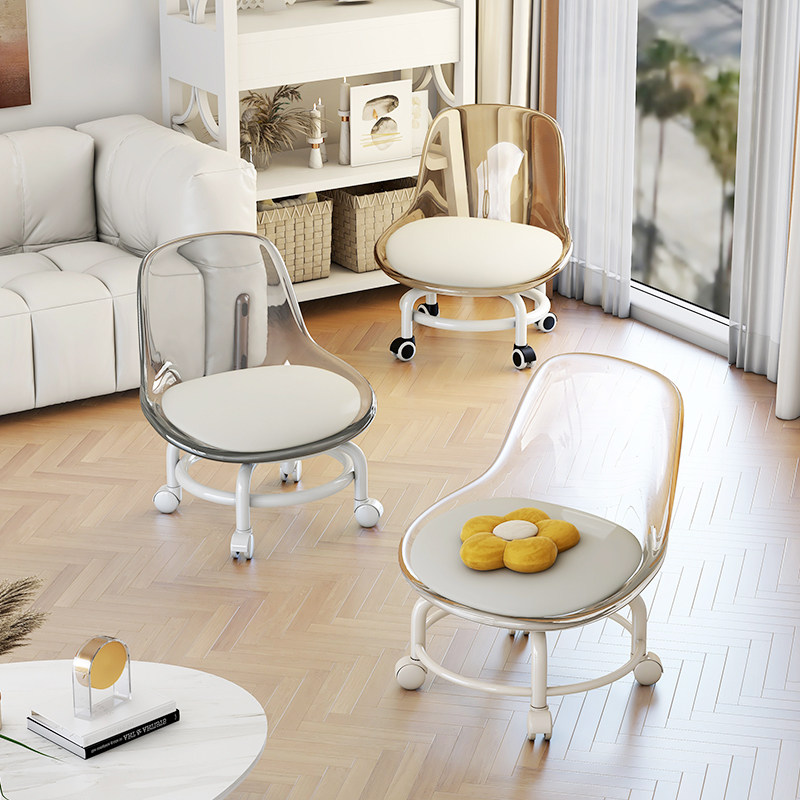 万向轮小凳子软座滑轮矮凳带娃儿童椅子靠背透明圆凳家用美缝板凳,住宅家具,万向轮凳,淘宝优惠券,粉丝福利购,淘宝优惠卷