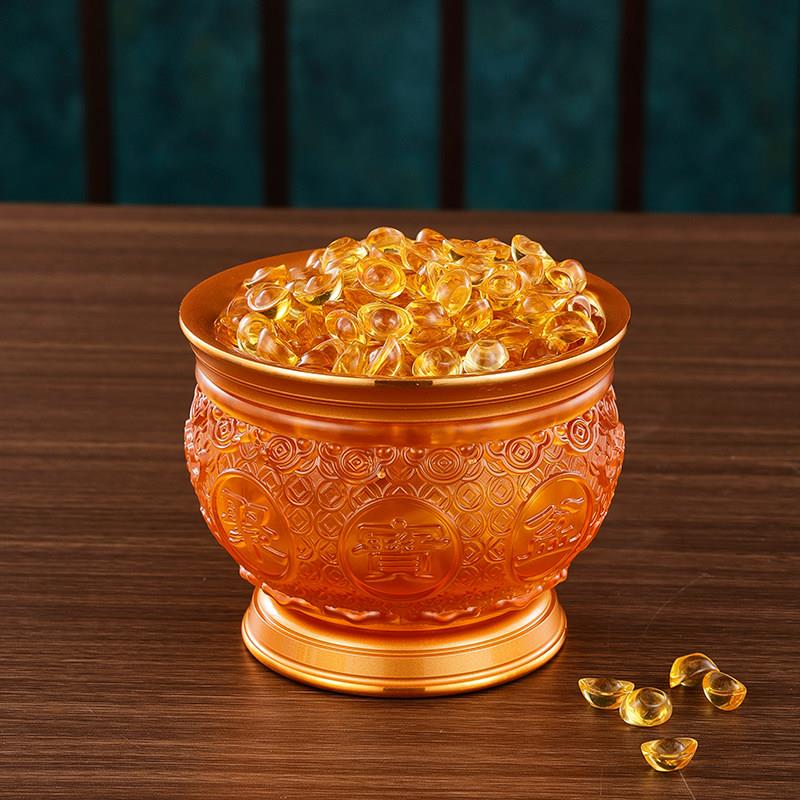 供碗 供素菜聚宝碗佛桌圣水杯家用佛前贡品碗小斋碗供具琉璃供杯