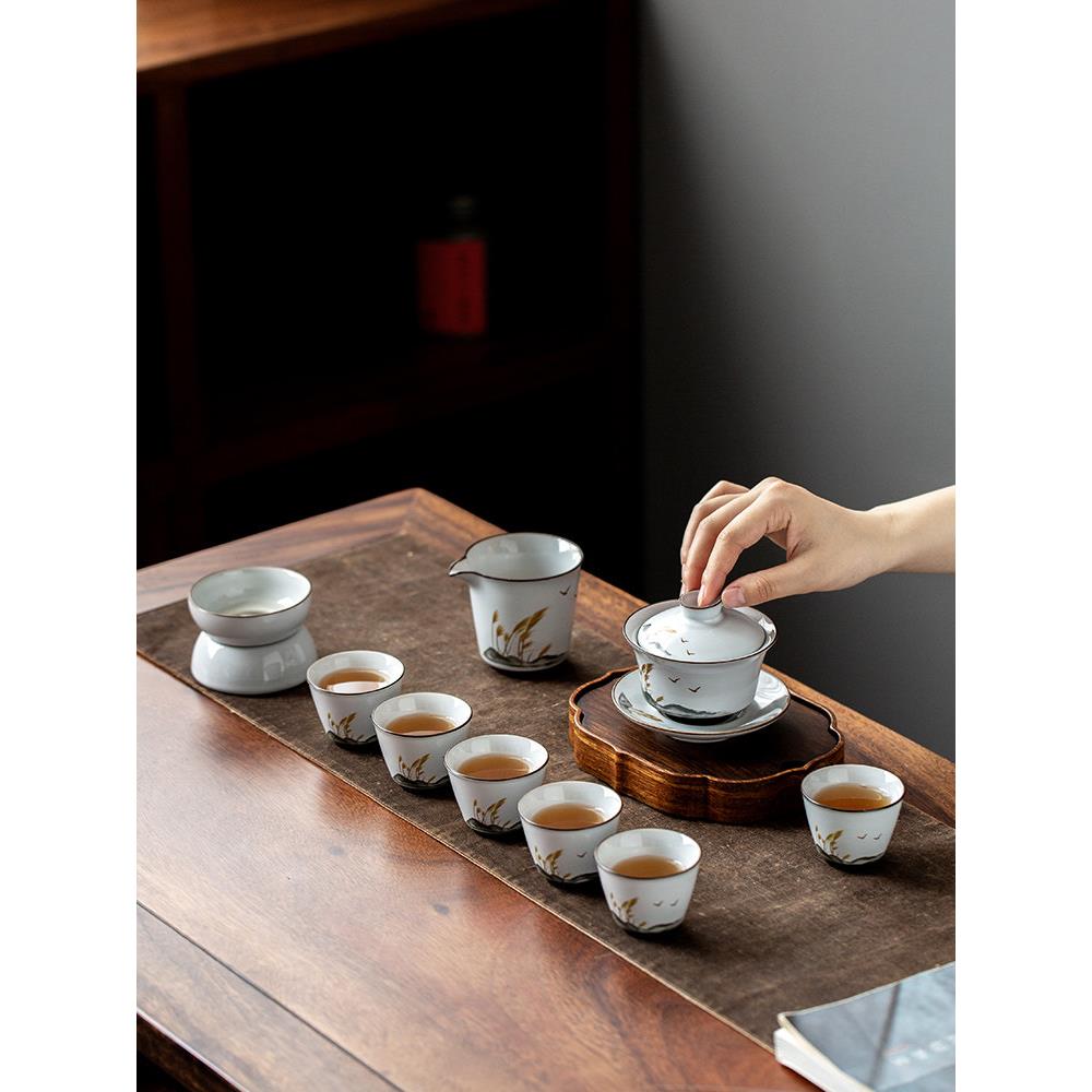 德化陶瓷功夫茶具盖碗茶壶茶杯套装家用办公泡茶整套陶瓷