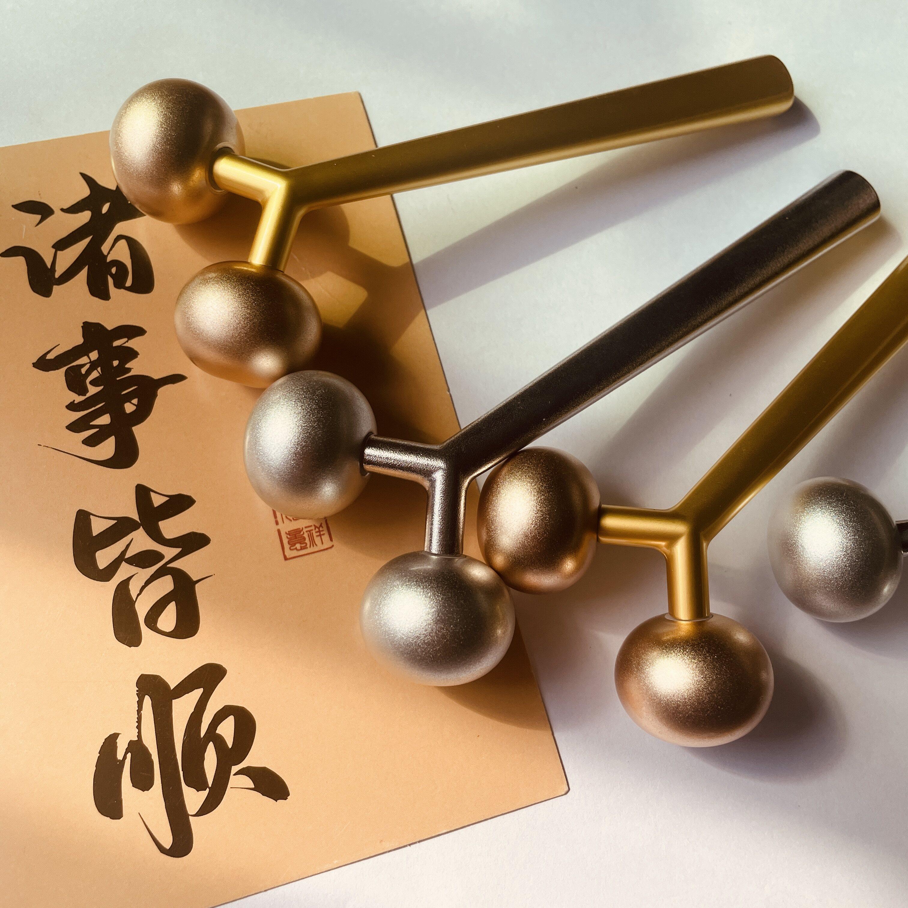 面部滚轮按摩器3D手动锌合金脸部滚轮Y形美容棒金属按摩V脸按摩器