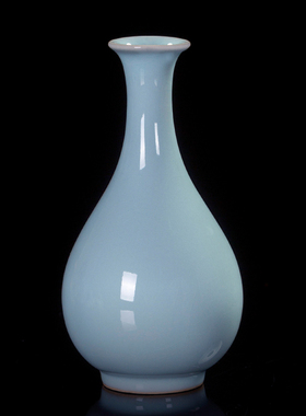 廷怀窑 汝窑天青釉玉壶春花瓶 摆件 高档礼盒装 汝州汝瓷花瓶花插