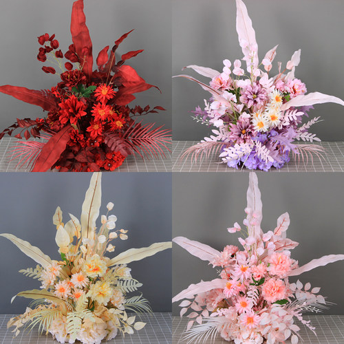 婚庆海草路引花 T台舞台装饰成品花艺盆花绢花 婚礼引路花仿真花