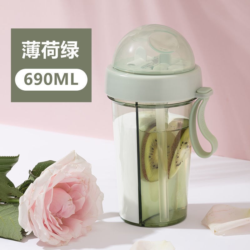 分仓双饮杯水杯女新款2024高颜值双头分隔两用口水壶儿童上学专用图片