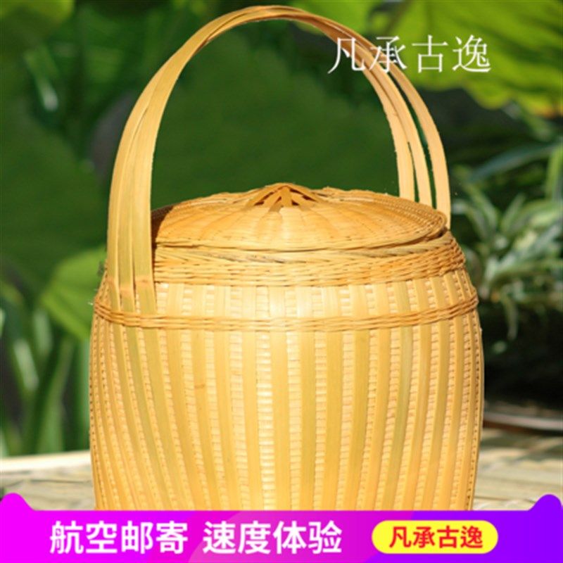 贵州省民间特色优质竹编手工提篮子复古茶叶收纳筐竹制品蛋篓,特色手工艺,竹编/竹雕,淘宝优惠券,粉丝福利购,淘宝优惠卷