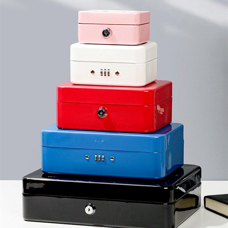 创意收纳盒手提密码箱铁盒密码盒钱箱儿童存钱罐收银零钱大号铁盒