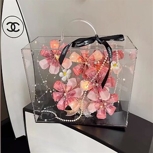 亚克力手提箱有钱花盒发财树情人节鲜花包装材料diy插花花店礼盒