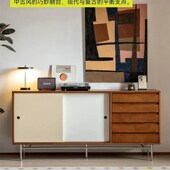 复古实木餐边柜北欧一体靠墙储物柜咖啡机柜小户型茶水柜收纳边柜