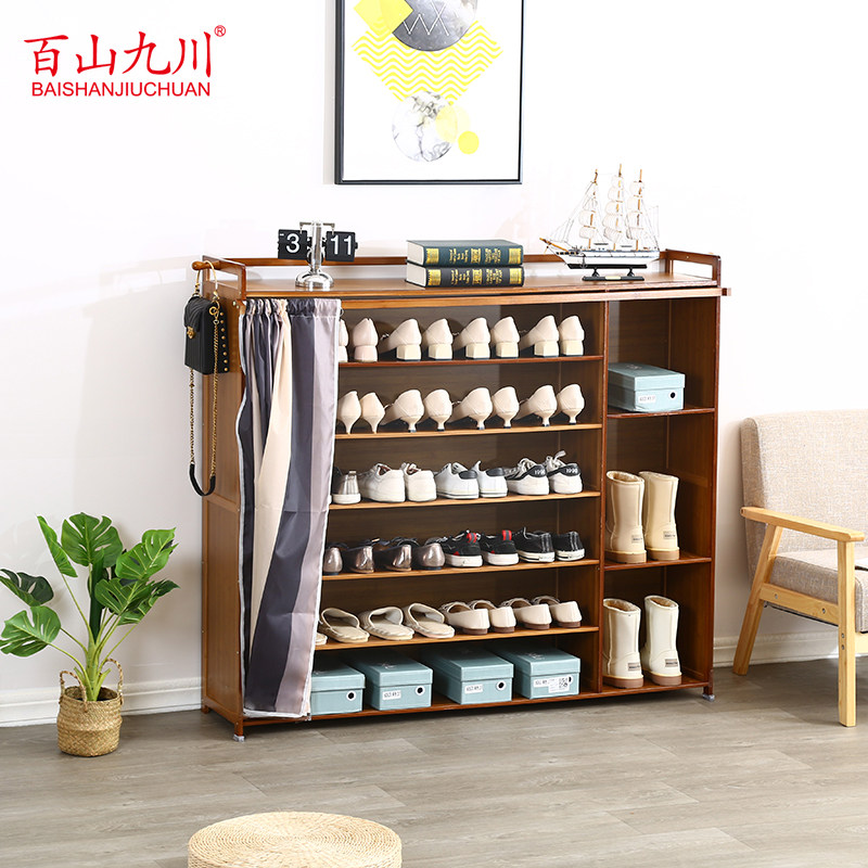 鞋架子家用经济型室内好看简易门口收纳神器实木多层防尘布艺鞋柜