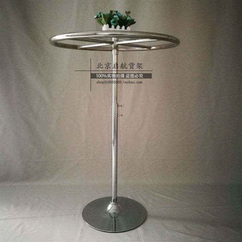 高档服装店货架服装架衣展示架不锈钢圆形旋转中岛架落地式陈列架