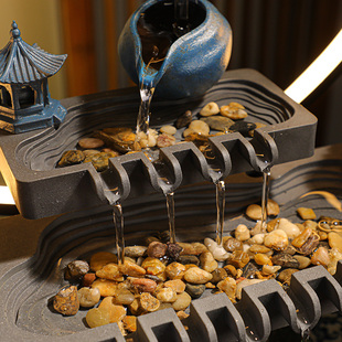 悬壶精美流水循环生喷泉鱼缸桌面办公室装饰乔迁新居创意中式摆件