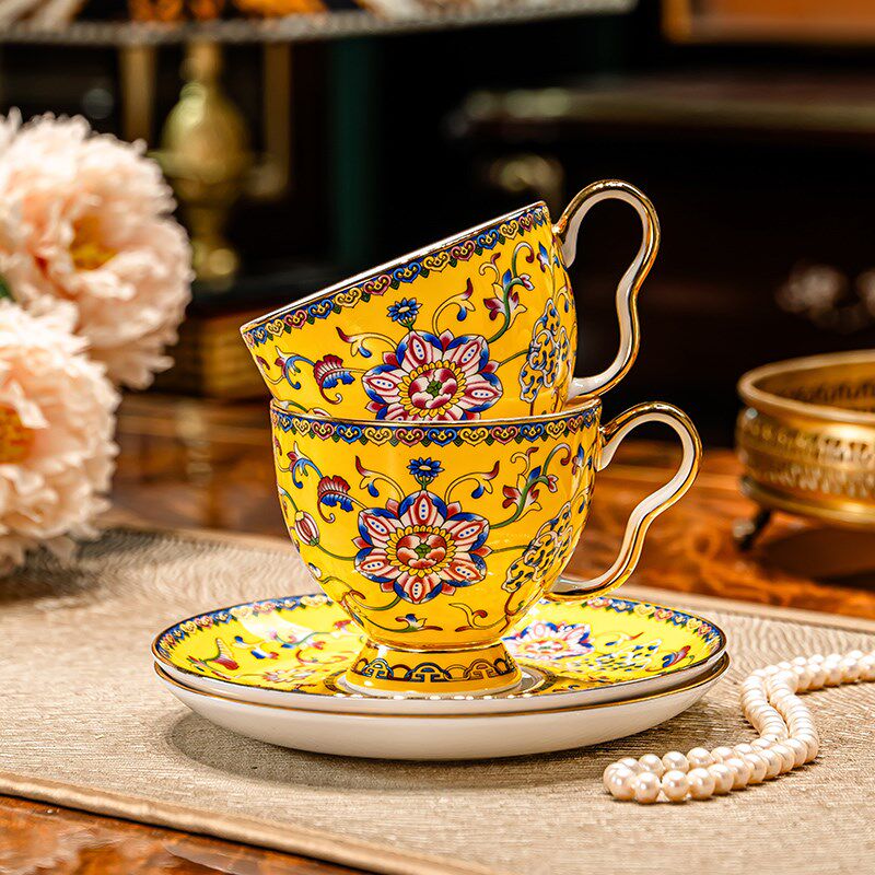 康普诗欧式景德镇骨瓷咖啡杯套装杯子轻奢高级感伴手礼盒装送人