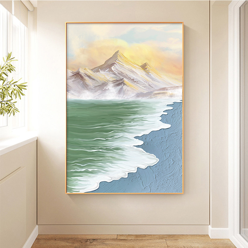 入户海景玄关装饰画奶油风过道走廊挂画客厅沙发背景墙肌理玄幻画