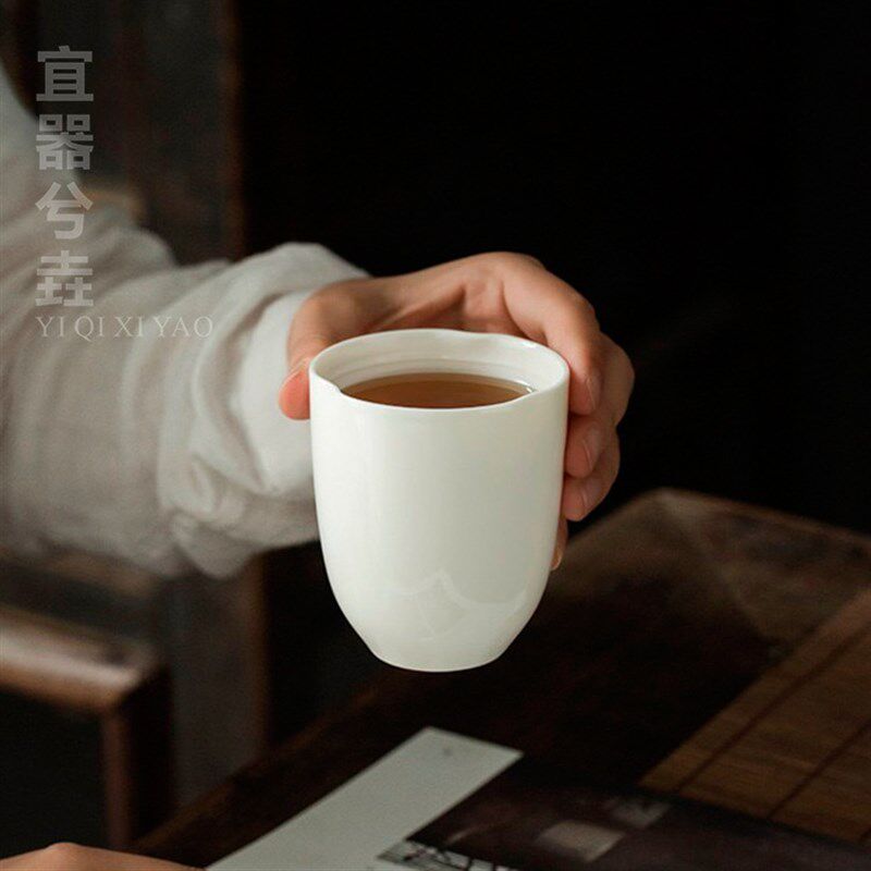 200ml白瓷主人杯个人杯大号品茗杯 单杯功夫茶杯啤酒杯陶瓷大容量