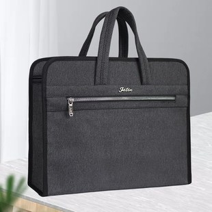 建腾加厚立体文件袋帆布男女士商务公文包会议帆布资料文件包定制
