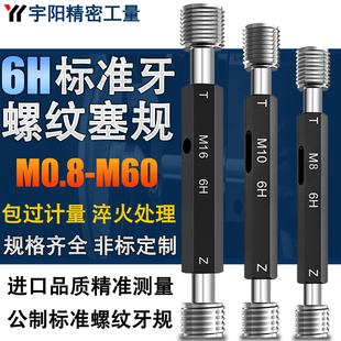 公制螺纹牙规粗牙通止塞规量规内经螺纹牙规6H标准牙检具M0.8 M60