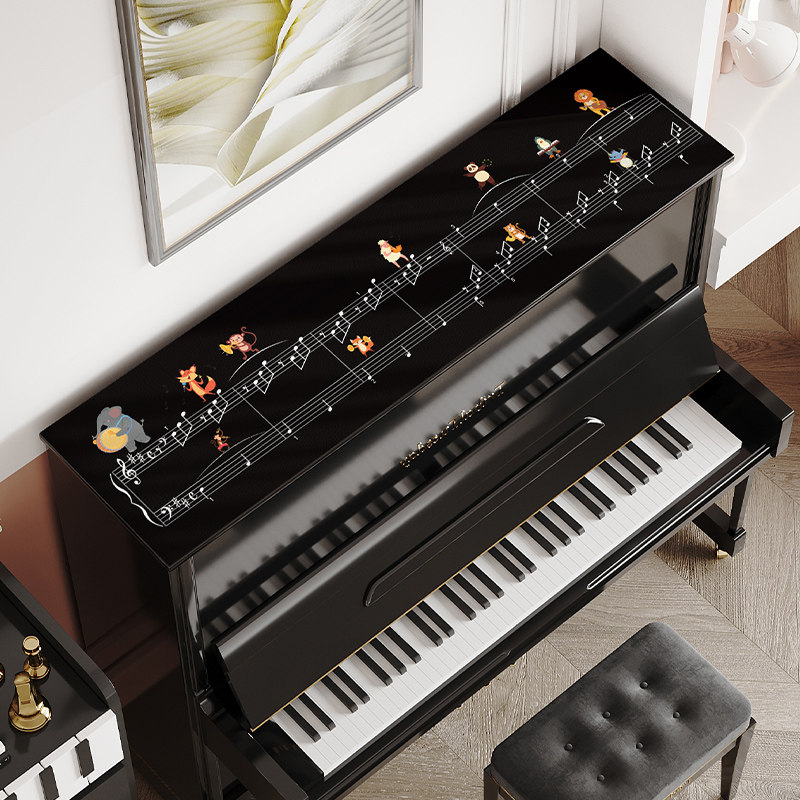 音符儿童卡通电钢琴防尘罩半罩 防水防划免洗琴顶垫子pvc皮革盖布