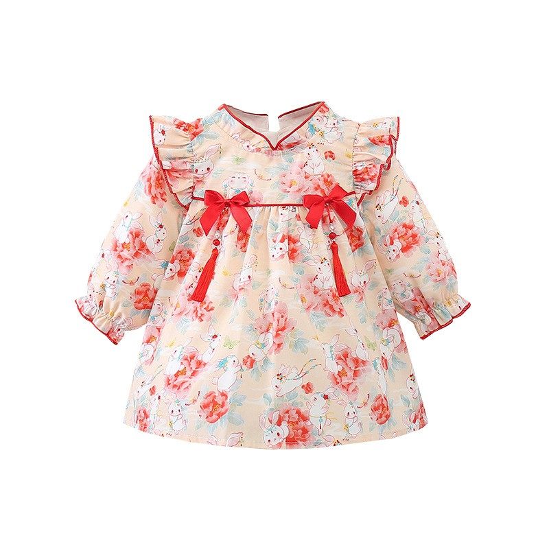 女童连衣裙婴儿宝宝公主百日儿童周岁礼服百天中国风儿童女孩春秋