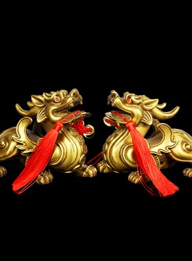 铜怪兽貔貅摆件铜金钱貔貅一对摆件单只公母工艺礼品摆件