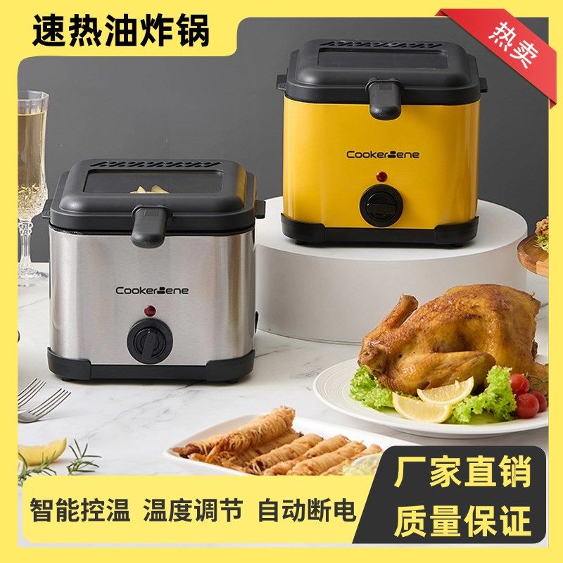 油炸锅小型电炸锅家用多功能带滤网炸薯条炸鸡炸串省油迷你电炸炉