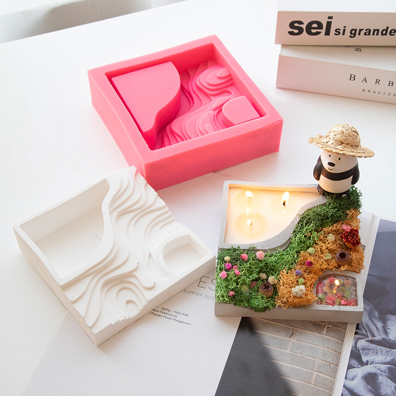 蔓玥 diy石膏水泥硅胶模具山水梯田硅胶模具 大豆蜡烛台,厨房/烹饪用具,烘焙模具,淘宝优惠券,粉丝福利购,淘宝优惠卷