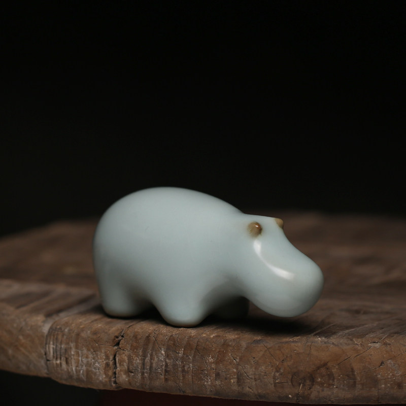 财大气粗汝窑河马 可爱卡通茶宠茶玩小摆设开片可养送礼茶具摆件,餐饮具,茶宠摆件,淘宝优惠券,粉丝福利购,淘宝优惠卷