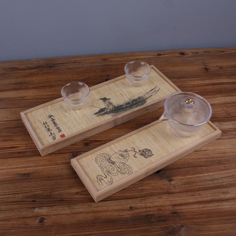 干泡台印花茶盘隔茶垫 竹制长杯托杯垫杯架 功夫茶具托盘茶道配件,餐饮具,茶道/零配,淘宝优惠券,粉丝福利购,淘宝优惠卷