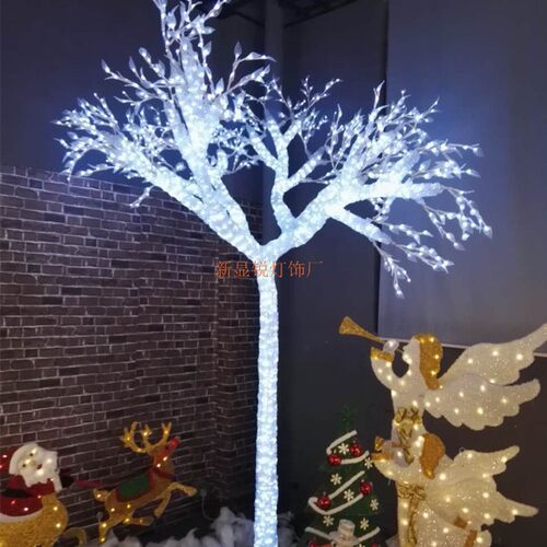 LED高亮度白色叶片水晶滴胶发光树灯 LED花树灯发光树