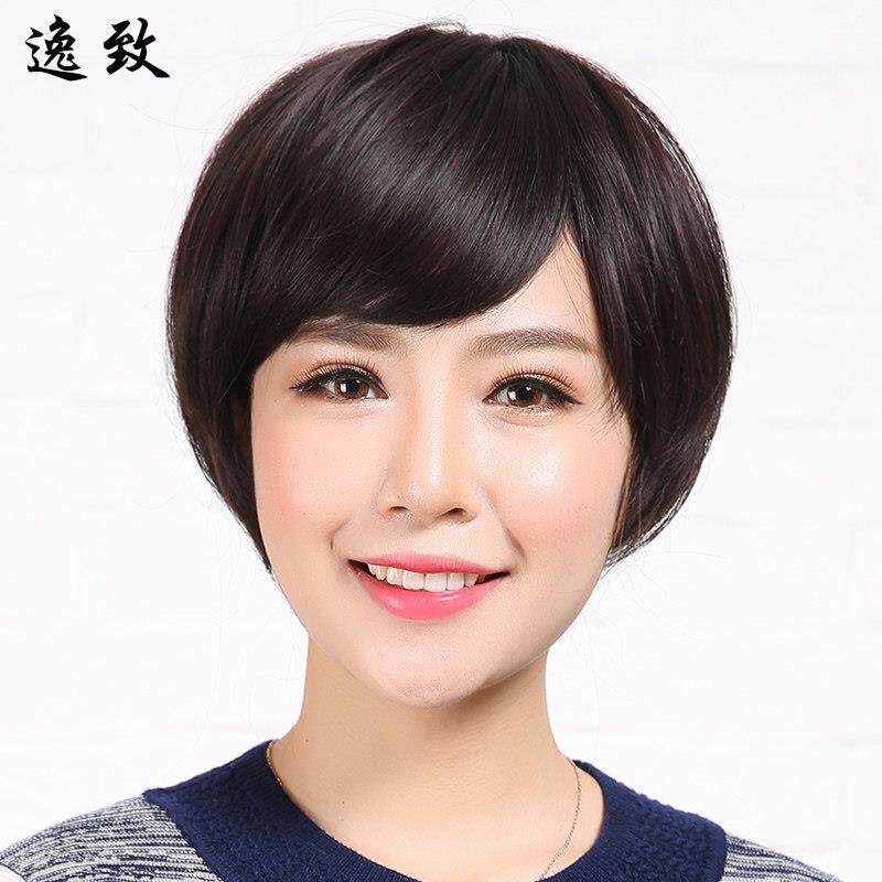 中老年假发真发送妈妈中年女士短发老年人短直发手织假发真人假发