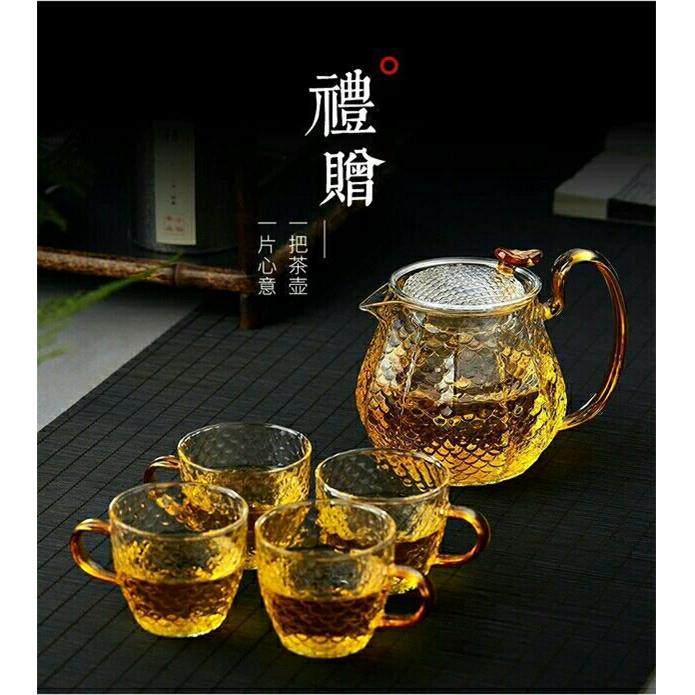 龙香茶壶玻璃过滤内胆套装高硼硅耐高温办公室会客家用泡茶龙鳞壶