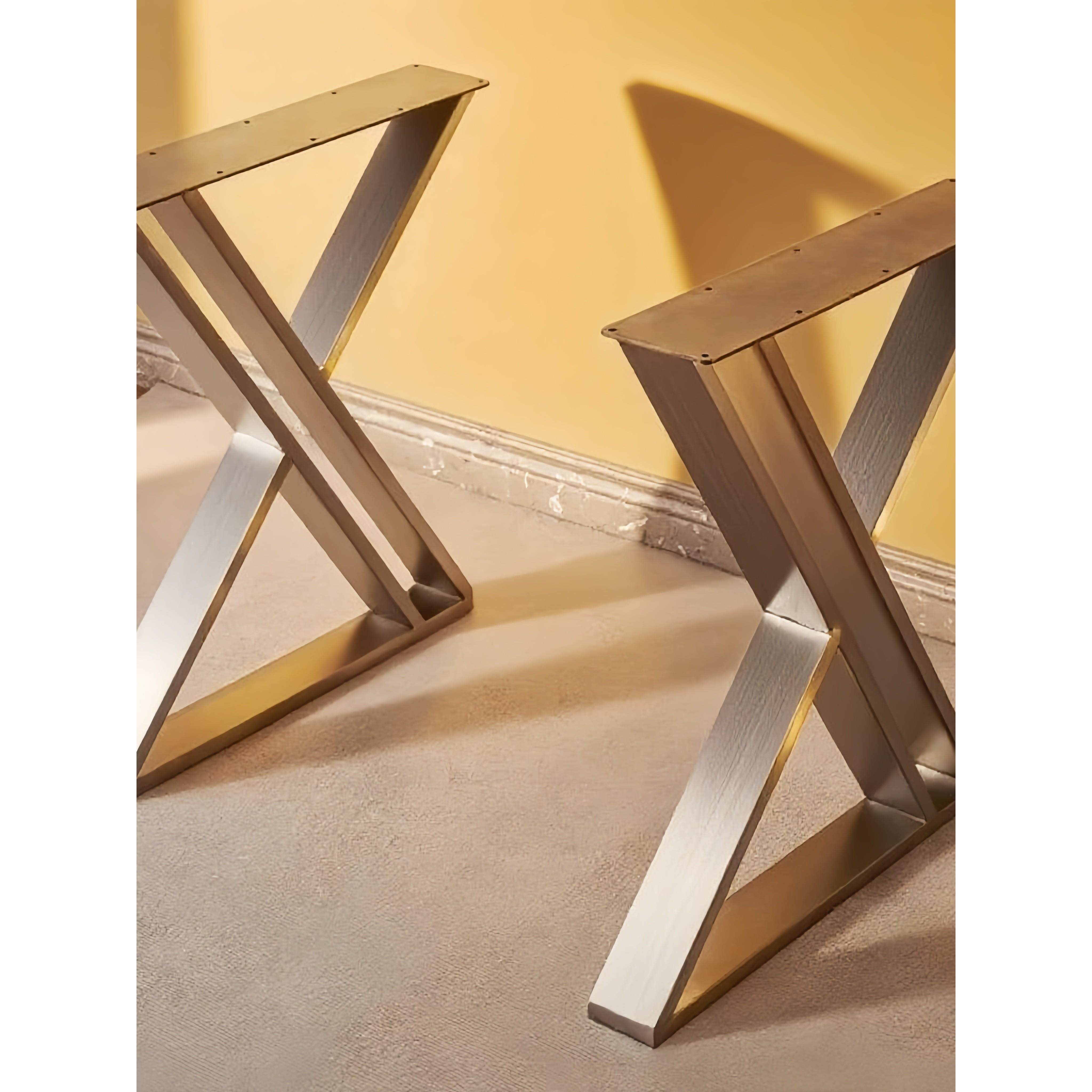 不锈钢桌腿支架大板桌支撑腿轻奢餐桌金属桌脚玄关架吧台腿书桌脚