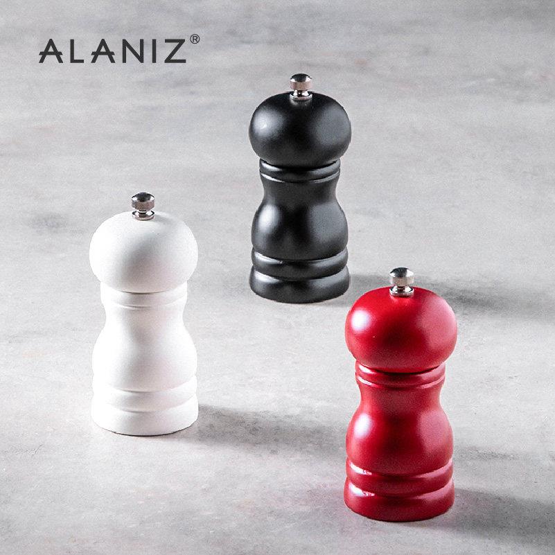 alaniz南兹木制哑光研磨器家用手动胡椒研磨器调味料盒调味罐