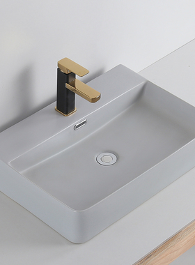 长方形灰色台上盆艺术盆洗脸洗手盆卫生间陶瓷面盆家用洗漱盘单盆