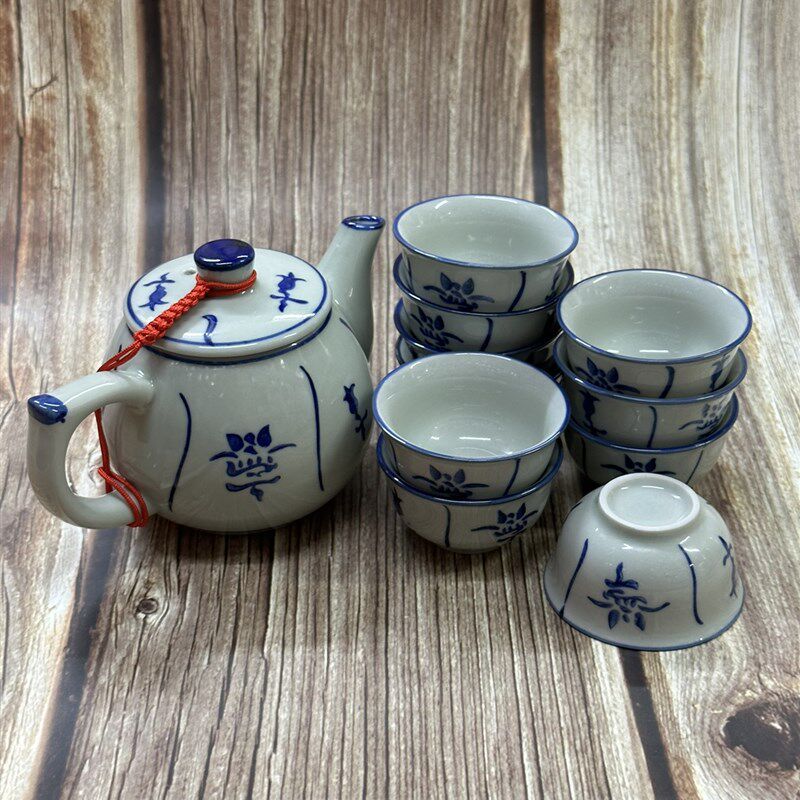 新款葵斗陶瓷功夫茶具套装复古手绘茶壶怀旧茶杯家用泡茶青瓷单壶