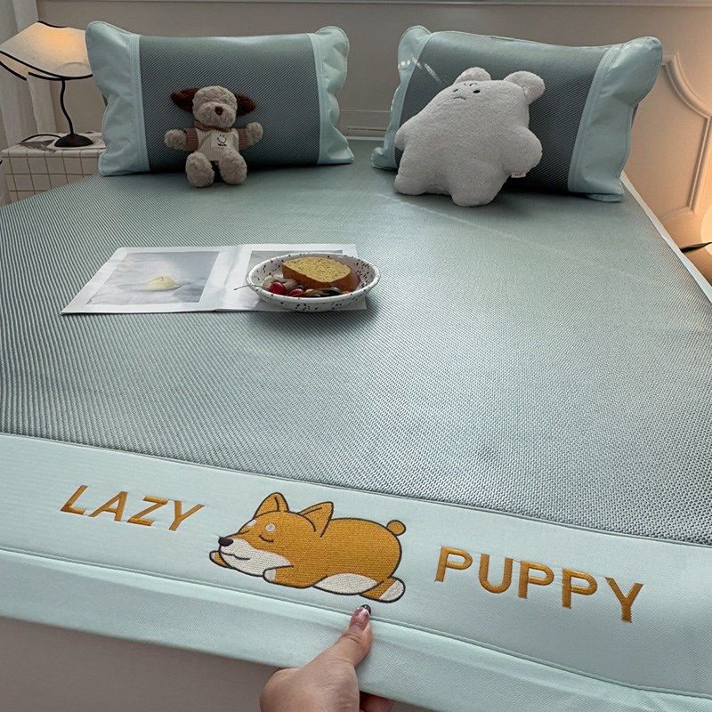 A类母婴级清新绿小狗冰丝凉席藤席夏季2025新款双面冬夏两用席子,床上用品,冰丝席,淘宝优惠券,粉丝福利购,淘宝优惠卷