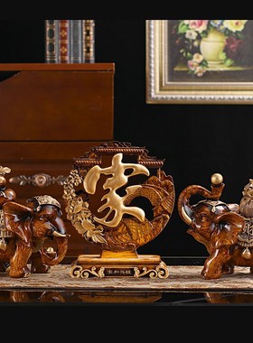 泰国招财吸财吸水一对象树脂大象客厅家居工艺品小装饰品小象摆件