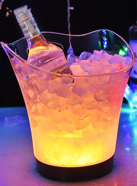 led酒吧ktv发光冰桶透明塑料家用创意冰桶香槟桶发光啤酒桶电池款