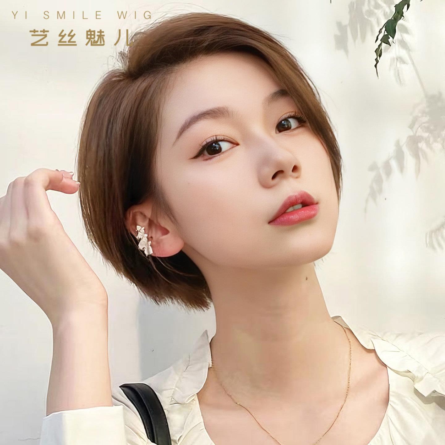 假发女全头套短发耳挂短发韩式薄款真发全真发自然光头可用假发套