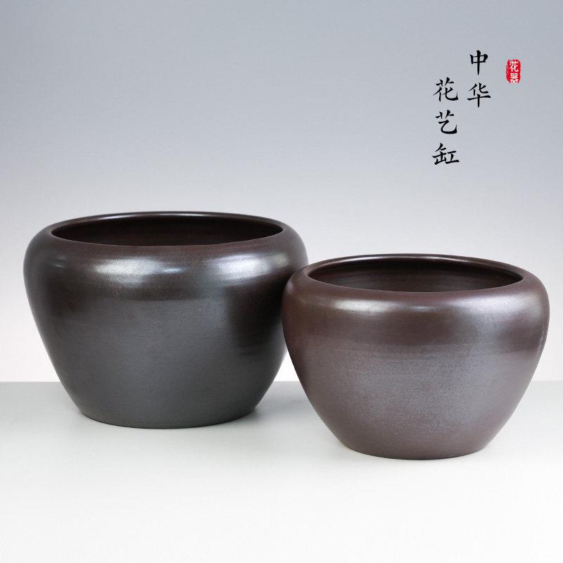 花盆陶瓷中式室内插花花器中华花艺缸花花器剑山大缸荷花装饰器皿