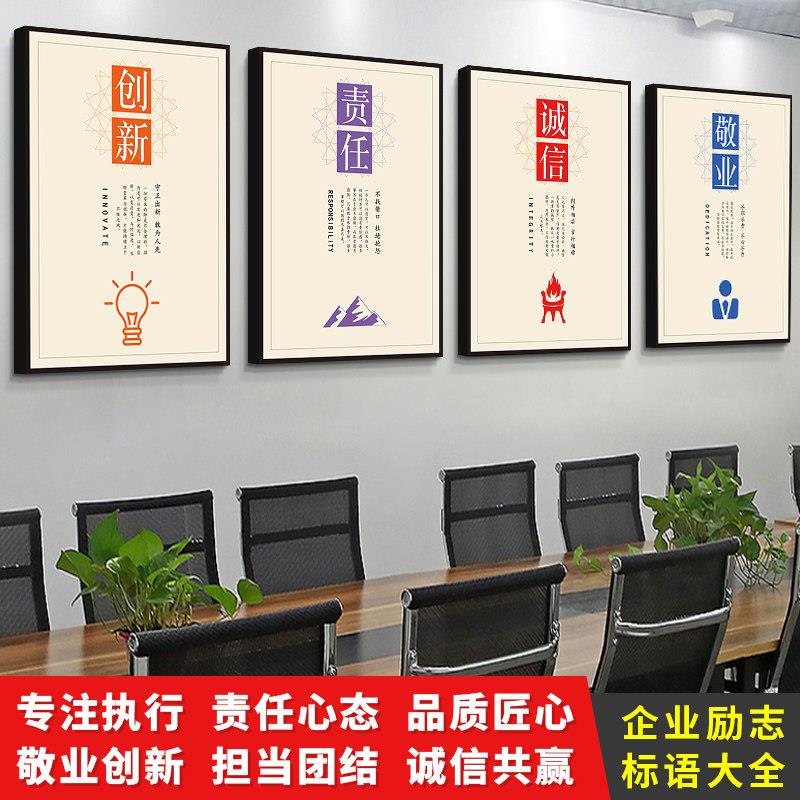办公室墙面装饰画企业励志挂画会议室背景墙公司文化标语工厂字画