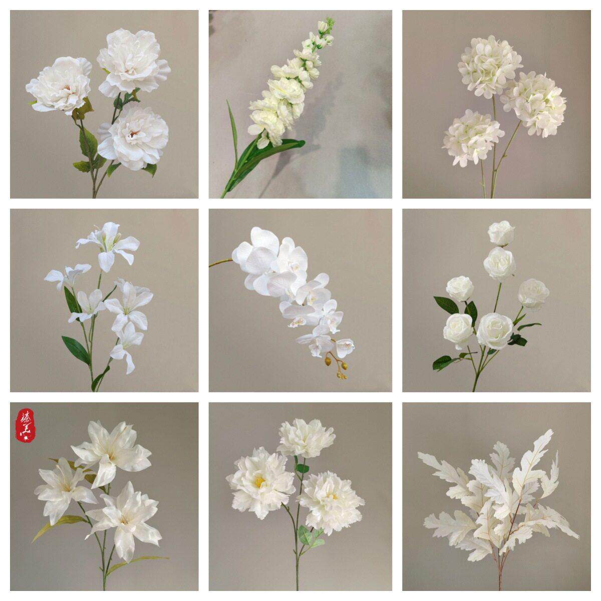 白色仿真花婚庆用花玫瑰花百合假花仿真玫瑰牡丹花绣球花瀑布装饰