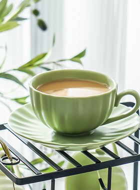 精致下午茶具套装陶瓷咖啡杯碟花茶杯拿铁杯碟挂耳杯家用拉花杯子