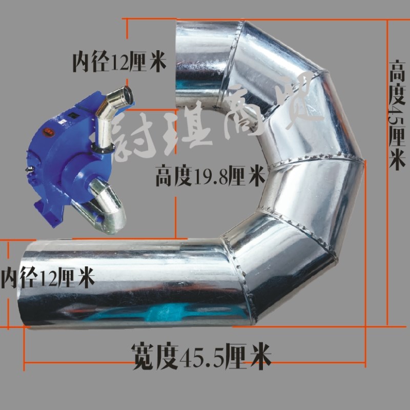 40型粉粹机风机弯管配件出料管出风管风机下圆管上弯管筛网锤片