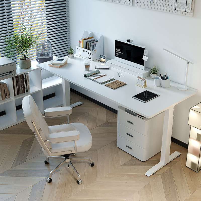 实木学生书桌家用贝肯特白桌子中小学生电脑桌电动升降学习桌,住宅家具,电动升降桌,淘宝优惠券,粉丝福利购,淘宝优惠卷